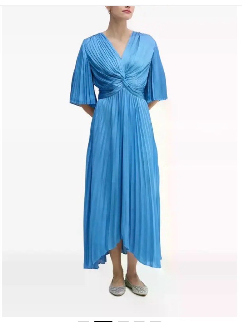 NWT Joseph Ribkoff Pleated Satin Midi Dress (Style 251903) in Coastal Blue